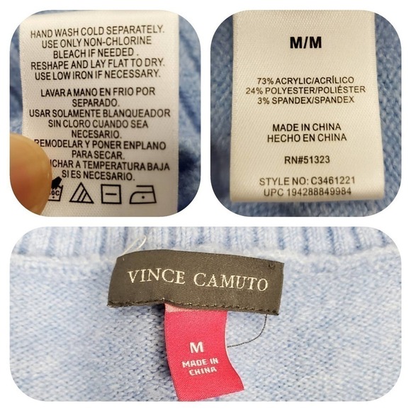 Vince Camuto Ladies V Neck Casual Long Sleeves Sweater Marine Blue M - Picture 12 of 13